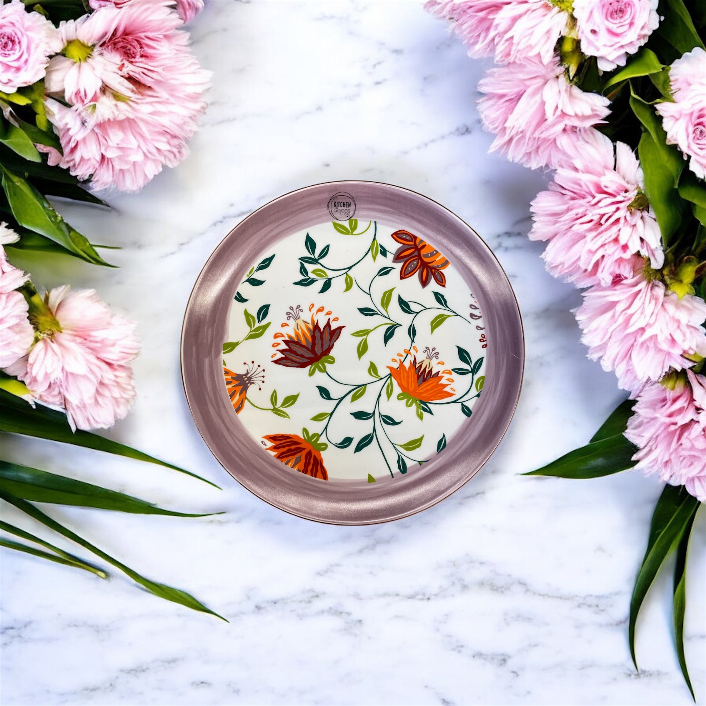 Set 6pz piatti piani in porcellana viola fantasia floreale idea regalo Kaemingk Set 6pz piatti piani in porcellana viola fantasia floreale idea regalo Kaemingk